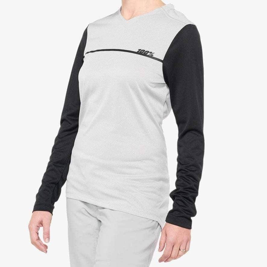 100% Ridecamp Long Sleeve Jersey Women's Grey/Black / XL Apparel - Clothing - Women's Jerseys - Mountain