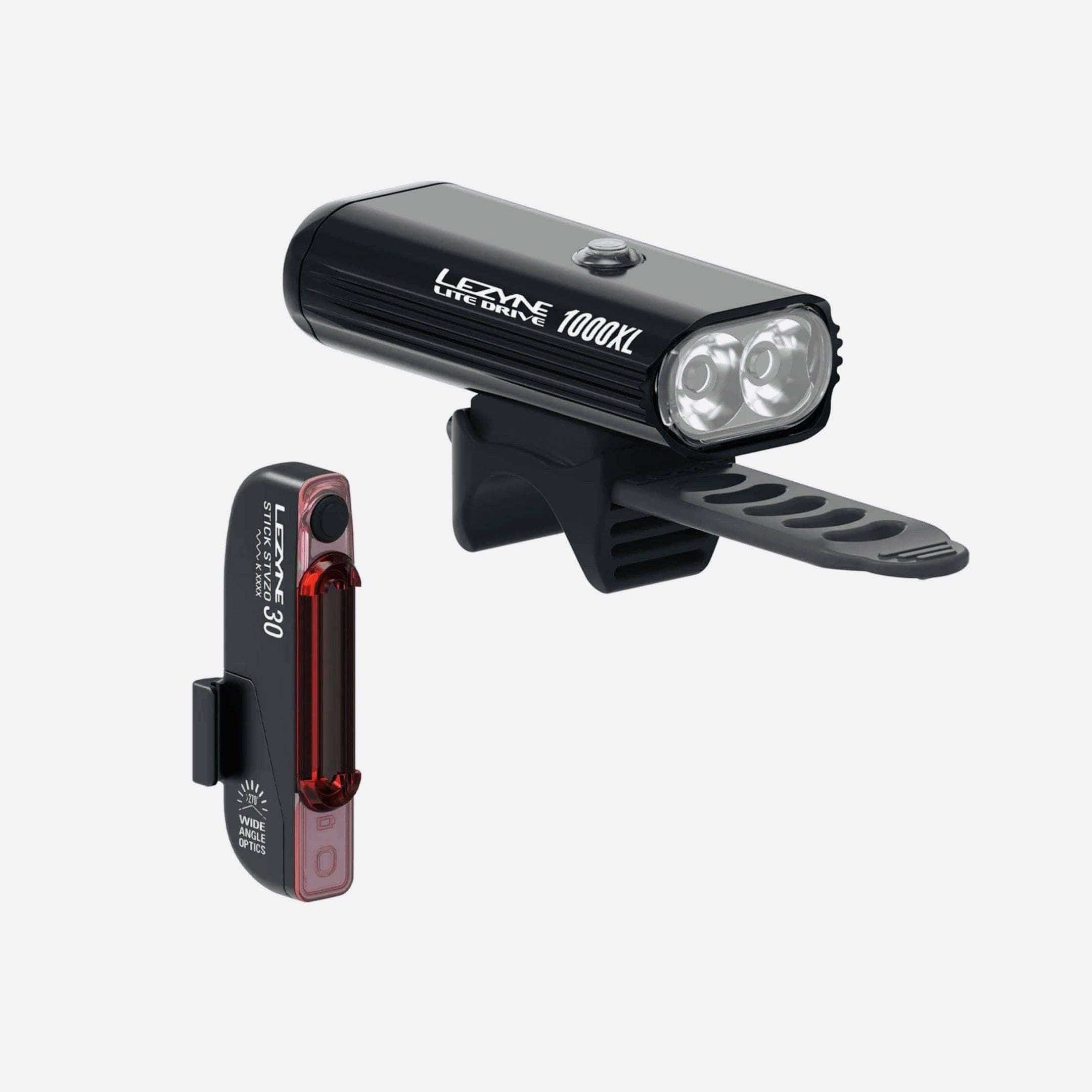 Lezyne Lite Drive 1000X Front and Stick Rear Light Set Black Accessories - Lights - Sets