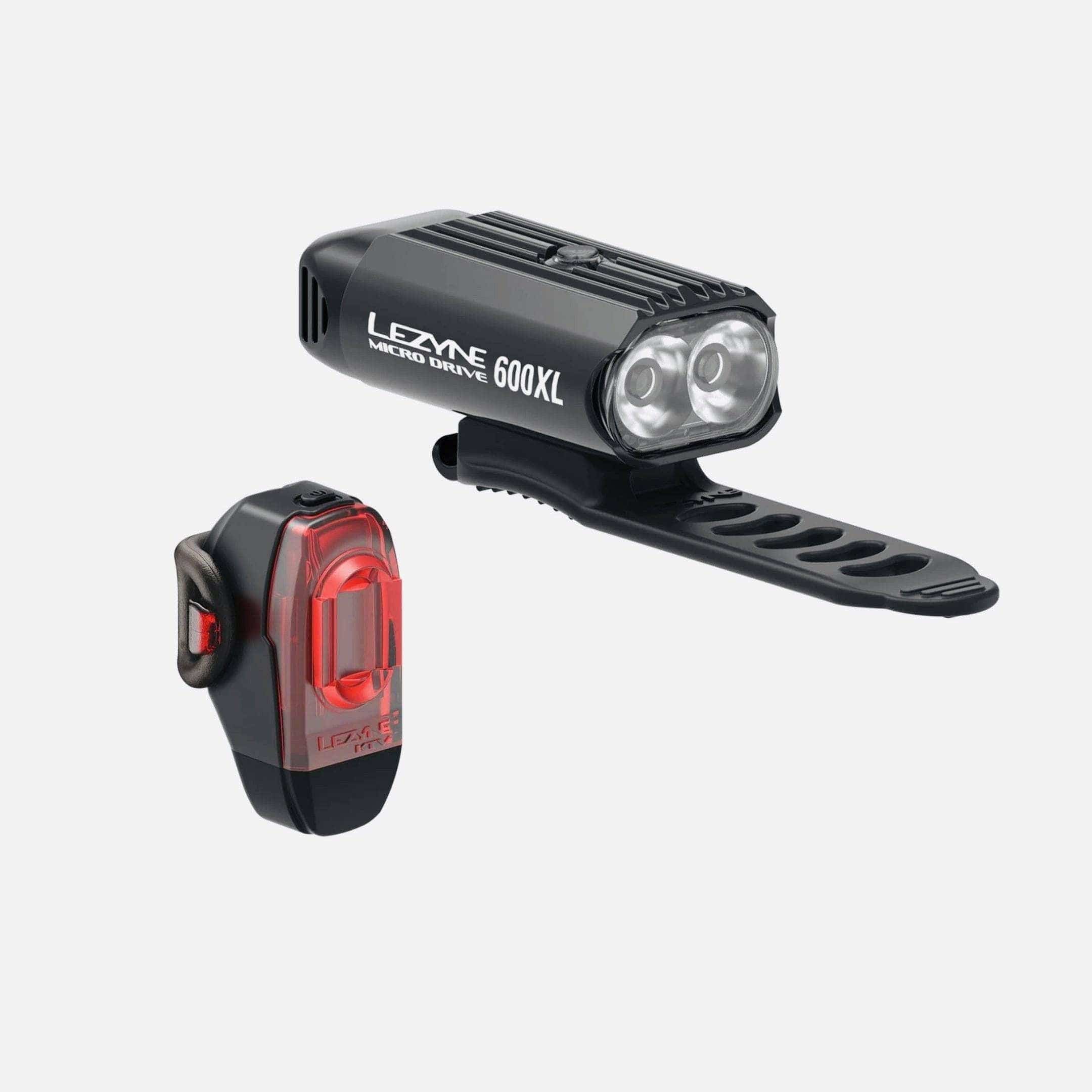 Lezyne Micro Drive 600XL Front and KTV Rear Light Set Black Lights