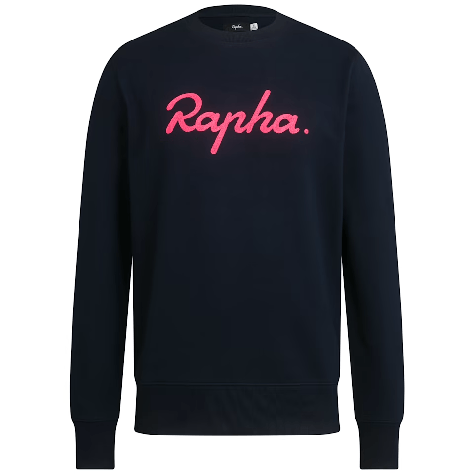 Rapha Men's Logo Sweatshirt Dark Navy/Hi-Vis Pink / XS Apparel - Clothing - Men's Casual -